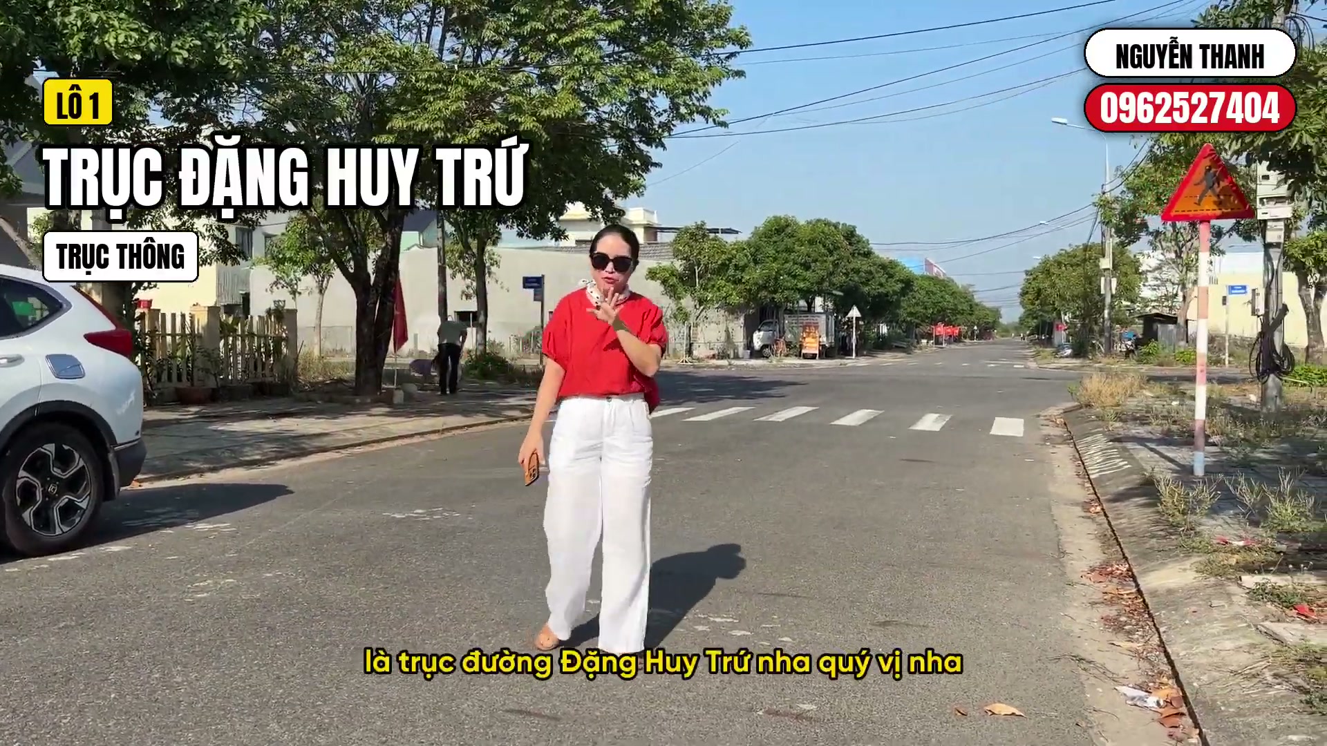 Đường nội khu An Hà Quảng Phú với lòng đường 7,5 mét và lề mỗi bên 4,5 mét, có vạch kẻ và biển báo